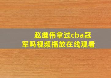 赵继伟拿过cba冠军吗视频播放在线观看