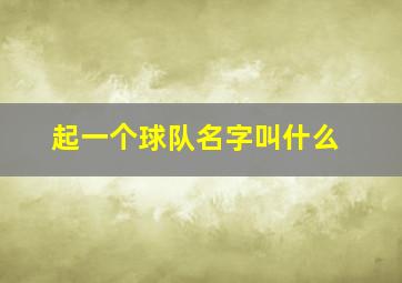 起一个球队名字叫什么