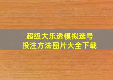 超级大乐透模拟选号投注方法图片大全下载