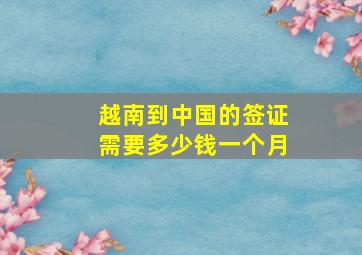 越南到中国的签证需要多少钱一个月