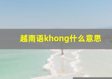 越南语khong什么意思