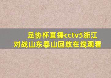 足协杯直播cctv5浙江对战山东泰山回放在线观看