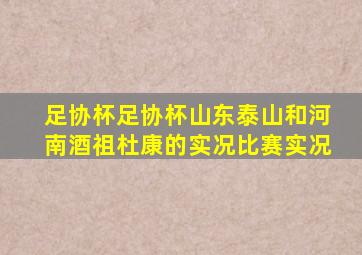 足协杯足协杯山东泰山和河南酒祖杜康的实况比赛实况