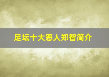 足坛十大恶人郑智简介