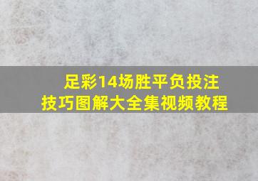 足彩14场胜平负投注技巧图解大全集视频教程