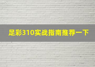 足彩310实战指南推荐一下