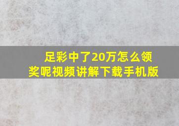 足彩中了20万怎么领奖呢视频讲解下载手机版