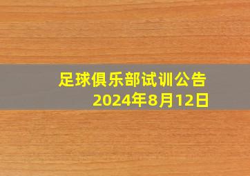 足球俱乐部试训公告2024年8月12日