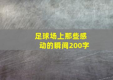 足球场上那些感动的瞬间200字