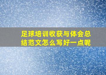 足球培训收获与体会总结范文怎么写好一点呢