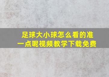 足球大小球怎么看的准一点呢视频教学下载免费