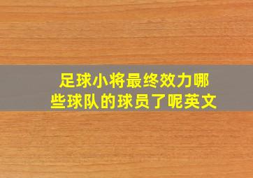 足球小将最终效力哪些球队的球员了呢英文