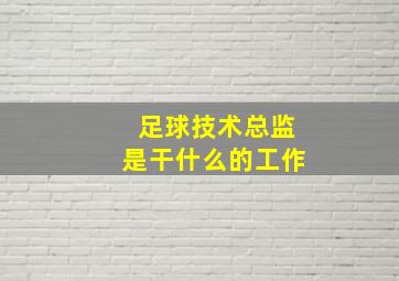 足球技术总监是干什么的工作