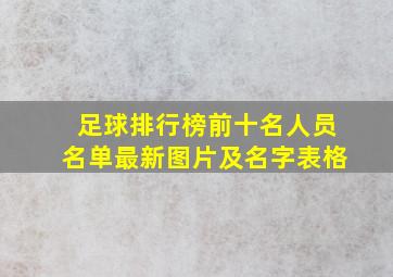 足球排行榜前十名人员名单最新图片及名字表格