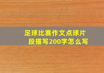 足球比赛作文点球片段描写200字怎么写