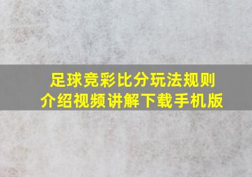 足球竞彩比分玩法规则介绍视频讲解下载手机版