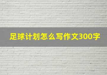 足球计划怎么写作文300字