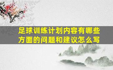 足球训练计划内容有哪些方面的问题和建议怎么写