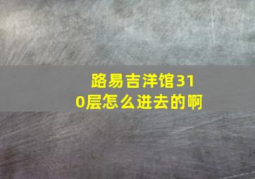 路易吉洋馆310层怎么进去的啊