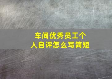 车间优秀员工个人自评怎么写简短