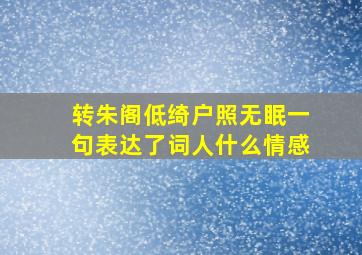 转朱阁低绮户照无眠一句表达了词人什么情感