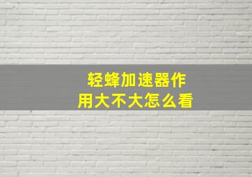 轻蜂加速器作用大不大怎么看