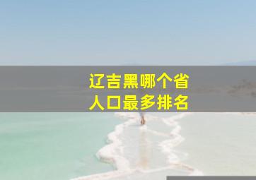 辽吉黑哪个省人口最多排名