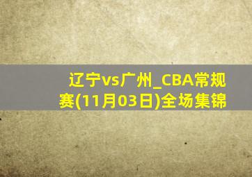 辽宁vs广州_CBA常规赛(11月03日)全场集锦