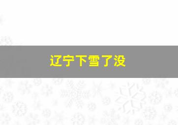 辽宁下雪了没