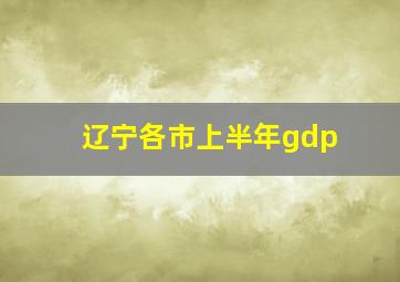 辽宁各市上半年gdp