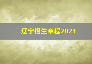 辽宁招生章程2023