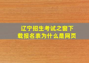 辽宁招生考试之窗下载报名表为什么是网页