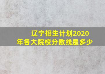 辽宁招生计划2020年各大院校分数线是多少