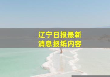 辽宁日报最新消息报纸内容