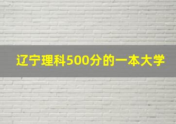 辽宁理科500分的一本大学