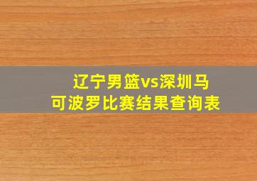 辽宁男篮vs深圳马可波罗比赛结果查询表