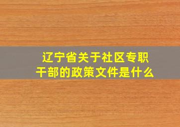 辽宁省关于社区专职干部的政策文件是什么