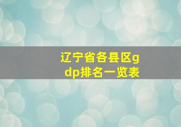 辽宁省各县区gdp排名一览表