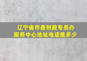 辽宁省市县财政专员办服务中心地址电话是多少