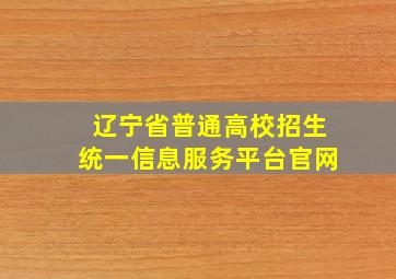 辽宁省普通高校招生统一信息服务平台官网