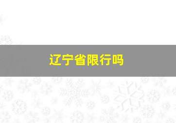 辽宁省限行吗