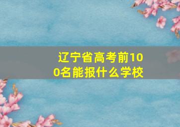 辽宁省高考前100名能报什么学校