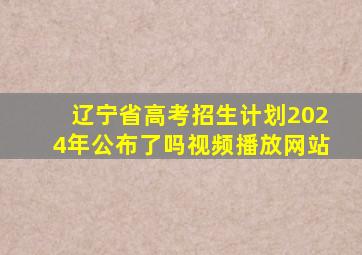 辽宁省高考招生计划2024年公布了吗视频播放网站