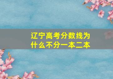 辽宁高考分数线为什么不分一本二本