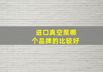 进口真空泵哪个品牌的比较好