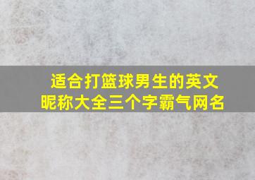 适合打篮球男生的英文昵称大全三个字霸气网名