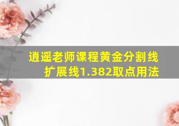 逍遥老师课程黄金分割线扩展线1.382取点用法