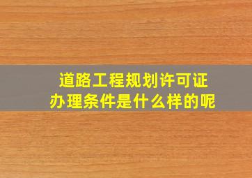 道路工程规划许可证办理条件是什么样的呢