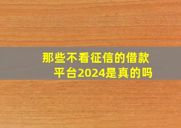 那些不看征信的借款平台2024是真的吗