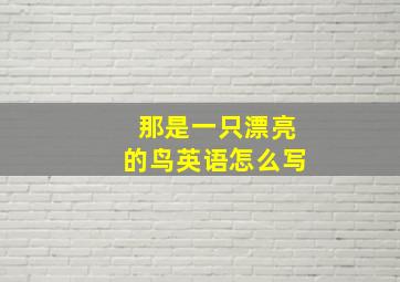 那是一只漂亮的鸟英语怎么写